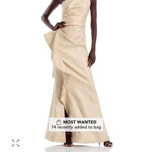 Teri Jon One Shoulder Gold Dress